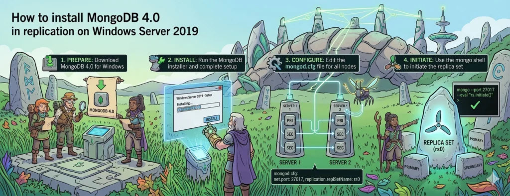 How to install MongoDB 4.0 in replication on Windows Server 2019